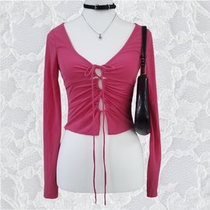 Urban Outfitters Pink Elena Drawstring Cutout Top XS